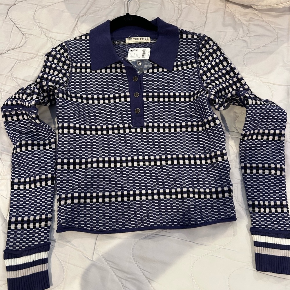 We the Free Blue and White Striped Sweater